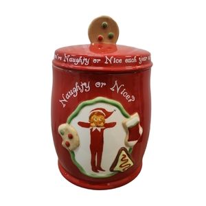 Earthenware Elf on The Shelf Cookie Jar